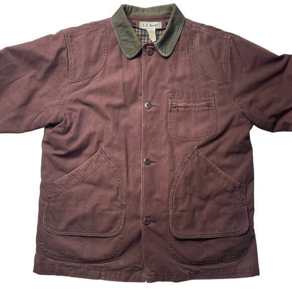 Vintage LL Bean Chore Jacket Mens Large Removable Liner Barn Coat Brown Canvas - Picture 2 of 9